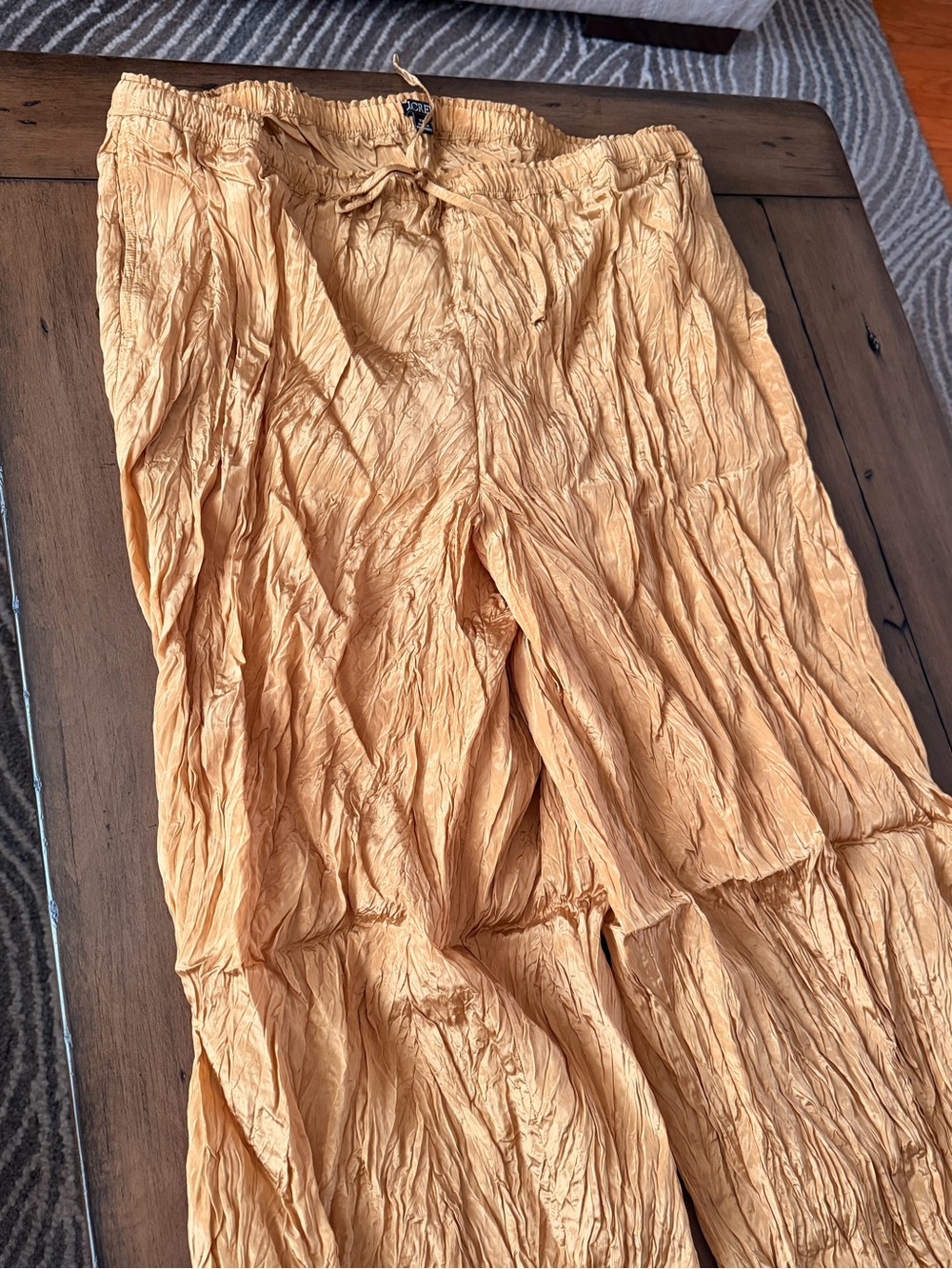 NWT J Crew New Soleil pant in crinkled viscose blend Honey Brown #327 - Picture 10 of 12